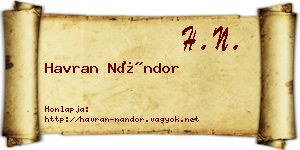 Havran Nándor névjegykártya